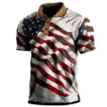 Polo Hombre Estampado Bandera USA Verano Casual Manga Corta Solapa Deporte Top - 3XL / Tops / Documento Vintage (HJ-1225-J45)