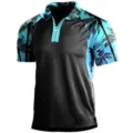 Polo de manga corta para hombre, estampado de palmeras negro y cian, parte superior casual. - 3XL / Tops / Negro Palma Patch (HJ-1225-J67)