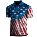 Polo de hombre con estampado de bandera americana manga corta solapa top de verano - 3XL / Tops / Tie Dye de Estrellas y Rayas (HJ-1225-J81)