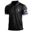 Herren sommer kurzarm polohemd freizeit taktisches oberteil mit sternen flagge motiv - 3XL / Oberteile / Schwarz Sternenklar (HJ-1225-J57)
