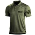 Camisa Polo Táctica Militar Hombre Verano Manga Corta Deporte Casual Superior - 3XL / Tops / Verde Militar Calavera (HJ-1225-J59)