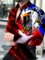 Men's 3D Eagle Print Long Sleeve Button Down Shirt Casual Lapel Cardigan Top Fall - HJ26
