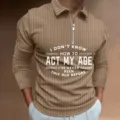 Herren Langarm Polohemd mit Reißverschluss Rippstrick Neuheit Grafik Top für Herbst - S / Oberteile / Khaki vertikaler Streifen-Weihnachtsbaum-Stil (CXLLPS-101(29))