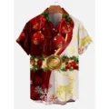 Hombre Festivo 3D Navidad Impreso Manga Corta Casual Camisa Vacaciones Fiesta Top - 3XL / Tops / Medalla de Navidad (HJ-DC0944)