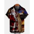 Camisa casual de manga corta con estampado 3D de Navidad para hombre, top festivo. - 3XL / Tops / Navidad Blanca (HJ-DC0920)