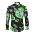 Men's vintage Christmas Santa Claus print long sleeve button down shirt party top - 3XL / Tops / Vintage Red And White Santa Print (HJ-230711D)