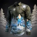 Men's Christmas 3D Print Long Sleeve Shirt Winter Snow Santa Claus Party Fashion Top - 3XL / Tops / Dark Blue Santa Claus Print (HJ-230711E)