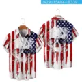 Men casual short sleeve button down shirt with 3D American flag skull print summer top. - 3XL / Tops / Flag Skull (HJ-DL1017)