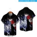 Men's casual short sleeve shirt featuring a 3D Statue of Liberty and fireworks print. - 3XL / Tops / Liberty Firework (HJ-DL1015)