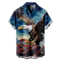 Men Casual 3D Eagle Flag Print Short Sleeve Shirt Patriotic Button Down Fashion Summer Top - 3XL / Tops / American Patriot (HJ-DL1022)