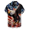 Men's Casual Short Sleeve 3D Print Shirt American Flag Eagle Patriotic Button Down Top - 3XL / Tops / Flag Eagle (HJ-DL1025)