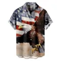 Men's American Flag Eagle 3D Print Short Sleeve Button Down Casual Summer Shirt Top - 3XL / Tops / US Flag Eagle (HJ-DL1026)