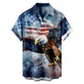 Men short sleeve casual shirt with American flag and eagle 3D print stylish summer top blue M - 3XL / Tops / US Eagle Paint (HJ-DL1024)