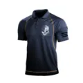 Polo táctico para hombre de manga corta con estampado de calavera y bandera genial. - 3XL / Tops / Azul Oscuro Bandera Calavera (HJ-1225-J72)