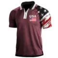 Polo táctico retro colorblock para hombre con estampado bandera USA, manga corta. - 3XL / Tops / Blanco Desgastado Táctico (HJ-1225-J75)