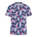 Men's casual short sleeve polo shirt with tropical palm and pineapple print design. - 3XL / Tops / Pineapple Tropical