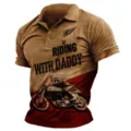 Polo Hombre Vintage Moto Manga Corta Verano Outdoor Color Contrastado Tactical T-Shirt - 3XL / Tops / Eslogan Biker Vintage (HJ-1225-J62)