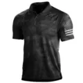 Polo táctico para hombre, manga corta con camuflaje oscuro, ropa deportiva transpirable. - 3XL / Tops / Negro Camo (HJ-1225-J86)