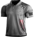 Hombre Polo Táctico Vintage 1776 Estampado Bandera Americana Manga Corta Deporte. - 3XL / Tops / Gris Parche 1776 (HJ-1225-J54)