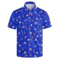 Men's blue short sleeve polo shirt with patriotic USA flag and print design for summer. - 3XL / Tops / USA Theme