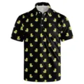 Men short sleeve polo shirt, black color with cute yellow duck print, casual top. - 3XL / Tops / Yellow Duck