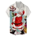 Camisa Hombre Navidad Estampado 3D Manga Corta Vintage Papa Noel Casual Hawaiana - 3XL / Tops / Navidad 3D (HJ-DC0950)
