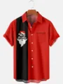 Hombre Navidad Manga Corta Casual Camisa Rojo Negro Bloque Color Boton Top Fiesta - 3XL / Tops / Rojo Negro Combinado (HJ-DC0951)