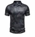 Hombre polo tactico de camuflaje deportivo aire libre transpirable manga corta verano - 4XL / Tops / Gris Oscuro Camo (HJ-1225-J85)