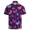 Men's short sleeve polo shirt featuring a stylish 3D glitter butterfly pattern design. - 3XL / Tops / Glitter Butterfly