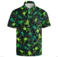 Men's 3D Green Frog Print Short Sleeve Polo Shirt Casual Summer Turn-Down Collar Top - 3XL / Tops / Green Frog