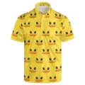 Men's yellow cartoon duck print 3D polo shirt, casual short sleeve button lapel top. - 3XL / Tops / Duck Face
