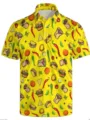 Men casual short sleeve polo shirt featuring all-over cartoon food 3d print design. - 3XL / Tops / Mexican Food