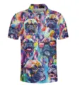 Men's French Bulldog Watercolor Print Short Sleeve Polo Shirt Casual Summer Top. - 3XL / Tops / French Bulldog