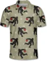 Men's casual short sleeve polo shirt featuring funny Bigfoot bowling 3D print design. - 3XL / Tops / Bigfoot