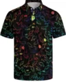Men's 3D Printed Dinosaur Polo Shirt Black Short Sleeve Casual Lapel Summer Top Variant - 3XL / Tops / Neon Dinosaur