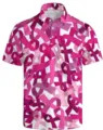 Men's short sleeve polo shirt with pink ribbon all-over print casual summer top tee - 3XL / Tops / Pink Ribbon