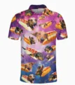 Men 3D Dachshund Hot Dog Novelty Polo Shirt Casual Short Sleeve Lapel Summer Streetwear Top - 3XL / Tops / Space Dachshund