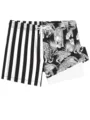 Men's summer quick-dry boardshorts with split black white stripes and leopard print. - White (HJ-FM0225)