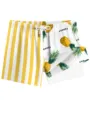Men's 3D pineapple printed dual-layer quick-drying beach shorts, stylish swim trunks. - HJ-HD Lemon Yellow