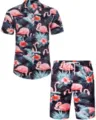 Ensemble chemise manches courtes et short imprimé flamant rose hawaïen pour homme - 3XL / Haut Et Bas / HJFS-CS04223