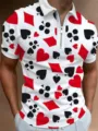 Heren Korte Mouw Polo Shirt Met Rits Speelkaart Print Casual Zomer Topje Mode - 3XL / Tops / Poker Kaart Kleuren Print (HJ-PLD21)