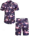 Ensemble chemise et short à manches courtes hawaïen pour homme avec imprimé tropical. - 3XL / Haut Et Bas / HJFS-CS04246