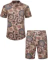 Ensemble chemise et short hawaïens à manches courtes pour homme avec imprimé floral vintage. - 3XL / Haut Et Bas / HJFS-CS04237