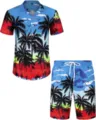 Ensemble chemise hawaïenne et short de plage imprimé palmier 3D pour hommes chic - 3XL / Haut Et Bas / HJFS-CS04261