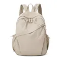 Casual solid color backpack lightweight travel school bag large capacity stylish daily commute - Light Khaki