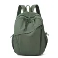 Casual nylon backpack for men women large capacity lightweight solid color travel schoolbag - Green