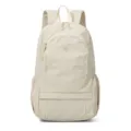 Beige casual nylon backpack for women, lightweight daily school bookbag and commuter daypack. - Off White
