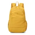 Yellow lightweight casual backpack for women, daily commuter bookbag with zipper pockets. - Yellow