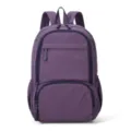 Purple casual nylon backpack with multiple zipper pockets, stylish daily school bag for students. - Purple