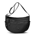 Women nylon crescent shoulder bag multi-pocket casual crossbody bag chic daily use - Black